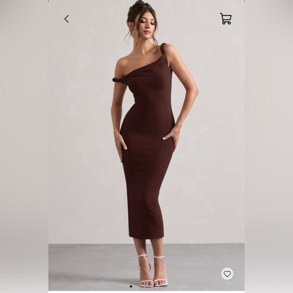 Elegant Brown One-Shoulder Dress